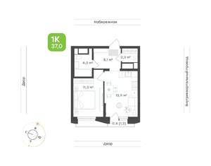 1-к квартира, вторичка, 37м2, 21/24 этаж