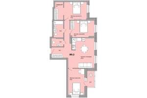 3-к квартира, сданный дом, 89м2, 3/21 этаж
