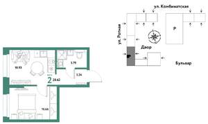 2-к квартира, строящийся дом, 29м2, 3/21 этаж