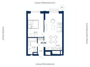 1-к квартира, вторичка, 48м2, 18/29 этаж