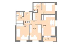 3-к квартира, вторичка, 77м2, 11/26 этаж