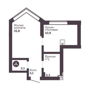 1-к квартира, вторичка, 37м2, 5/30 этаж