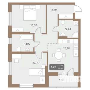 3-к квартира, вторичка, 76м2, 3/24 этаж