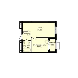 1-к квартира, строящийся дом, 39м2, 7/30 этаж