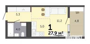 Студия квартира, вторичка, 28м2, 14/19 этаж