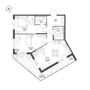 2-к квартира, строящийся дом, 80м2, 2/25 этаж