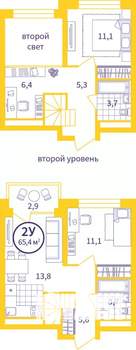 2-к квартира, сданный дом, 63м2, 14/22 этаж