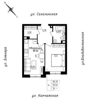1-к квартира, строящийся дом, 38м2, 3/25 этаж