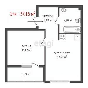 1-к квартира, строящийся дом, 37м2, 8/32 этаж