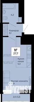 Студия квартира, строящийся дом, 28м2, 17/25 этаж