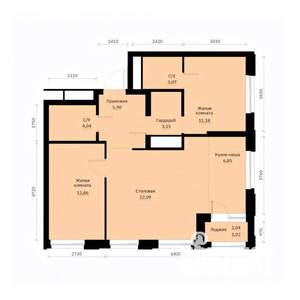 2-к квартира, строящийся дом, 70м2, 10/30 этаж