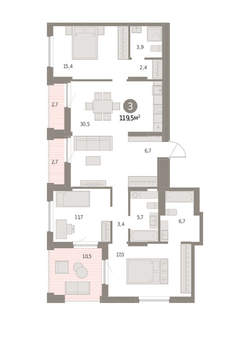 3-к квартира, вторичка, 119м2, 16/16 этаж