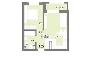 1-к квартира, вторичка, 39м2, 18/26 этаж