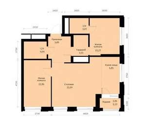 2-к квартира, вторичка, 70м2, 16/30 этаж