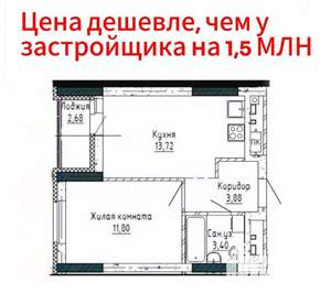 1-к квартира, вторичка, 34м2, 9/19 этаж