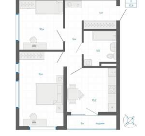 2-к квартира, вторичка, 53м2, 11/32 этаж