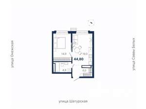 1-к квартира, вторичка, 45м2, 22/22 этаж