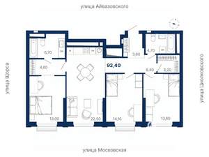 3-к квартира, вторичка, 92м2, 19/29 этаж