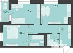 2-к квартира, вторичка, 55м2, 9/25 этаж