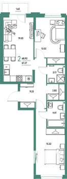 2-к квартира, вторичка, 69м2, 2/24 этаж
