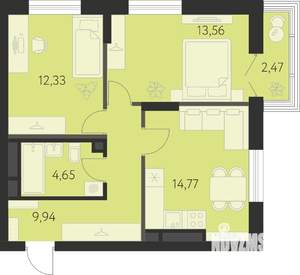2-к квартира, вторичка, 56м2, 23/31 этаж