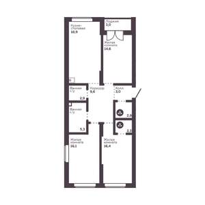3-к квартира, вторичка, 92м2, 18/30 этаж
