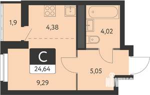Студия квартира, вторичка, 24м2, 25/31 этаж