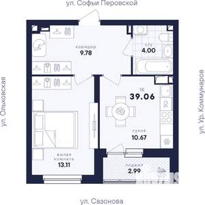1-к квартира, вторичка, 39м2, 6/17 этаж