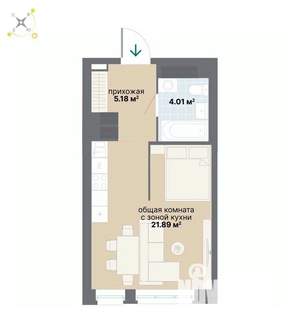 Студия квартира, вторичка, 31м2, 24/26 этаж