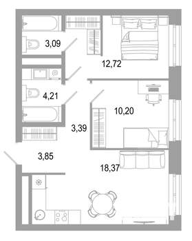 2-к квартира, вторичка, 55м2, 11/31 этаж