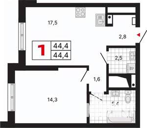 1-к квартира, вторичка, 45м2, 13/29 этаж