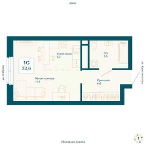 Студия квартира, вторичка, 33м2, 2/21 этаж