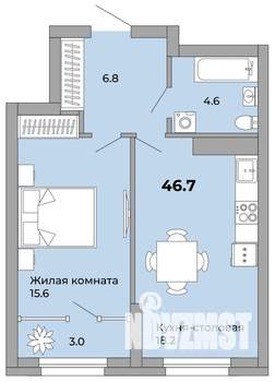 1-к квартира, сданный дом, 47м2, 7/21 этаж