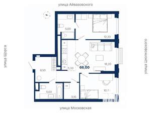 2-к квартира, вторичка, 66м2, 21/29 этаж
