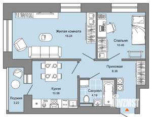 2-к квартира, вторичка, 53м2, 4/6 этаж