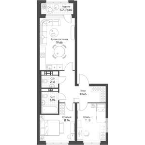 2-к квартира, строящийся дом, 61м2, 16/16 этаж