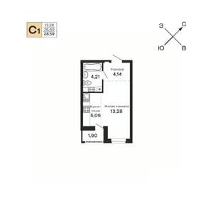 Студия квартира, вторичка, 29м2, 6/21 этаж