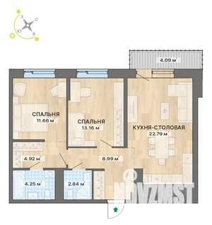 2-к квартира, вторичка, 73м2, 6/15 этаж