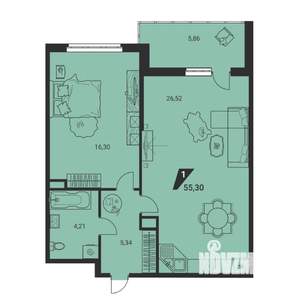 1-к квартира, вторичка, 55м2, 9/25 этаж