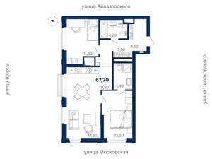 2-к квартира, вторичка, 67м2, 19/29 этаж