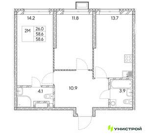 2-к квартира, вторичка, 59м2, 11/30 этаж