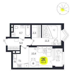 2-к квартира, вторичка, 42м2, 14/27 этаж