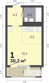 Студия квартира, строящийся дом, 30м2, 17/19 этаж