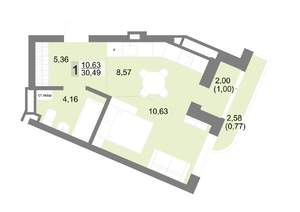 Студия квартира, строящийся дом, 30м2, 14/22 этаж