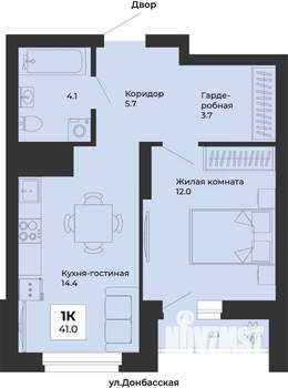 1-к квартира, вторичка, 41м2, 13/25 этаж