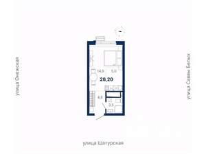 Студия квартира, вторичка, 28м2, 14/20 этаж
