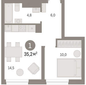 1-к квартира, вторичка, 35м2, 5/7 этаж
