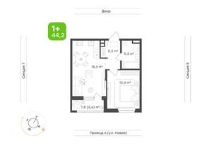 1-к квартира, вторичка, 44м2, 2/17 этаж