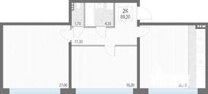 2-к квартира, строящийся дом, 90м2, 4/7 этаж