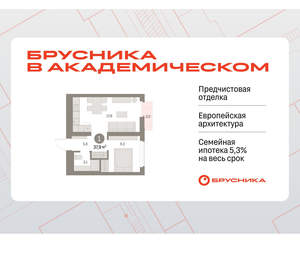 1-к квартира, вторичка, 38м2, 5/9 этаж